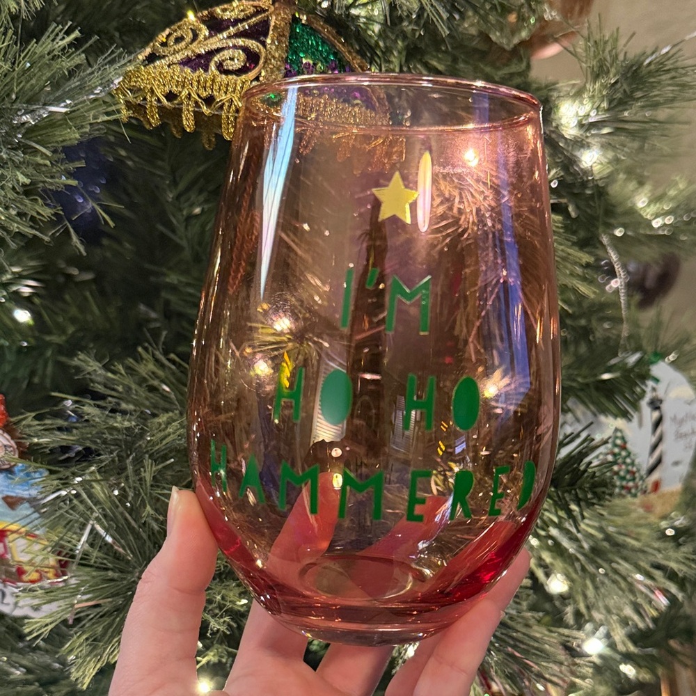 Slant Collections Funny Christmas Jumbo Stemless Wine Glass NWT